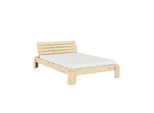 Stauraumbett KARUP DESIGN "Layers Bed Headboard, Bettgestell mit Stauraumkopfteil, mehrere Größen", beige (natur), B:148cm H:82cm L:240cm, Betten, Stauraumbett, inkl. Lattenrost, excl. Matratze, FSC-zertifiziertes Massivholz