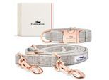 Freudentier Hundehalsband & Hundeleine im Set - 2m Führleine, 3-fach verstellbar - Classic Kollektion S-M