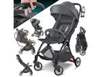 KIDIZ® Kinderwagen Premium Kinderbuggy klappbar Liegebuggy Sportwagen Faltbar 360°Räder 5-Punkt Gurt Inkl. Getränkehalter & Regenabdeckung, verstellbare Rückenlehne & Sonnenverdeck