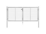 vidaXL Gartentor Verzinkter Stahl 306 x 150 cm Silbern