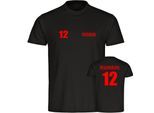 multifanshop Kinder T-Shirt - Regensburg - Trikot Nummer 12 - Druck rot - Kind