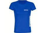 multifanshop Damen T-Shirt - Rostock - Brust & Seite - Druck weiß - Frauen