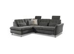 Ecksofa DIE PLANBAR "MP-IN20016 L-Form", grau (anthrazit), B:242cm H:87cm T:116cm, 100% Polyester, Sofas, wahlweise mit Kopfstützen und Bettfunktion, mit Federkern-Polsterung