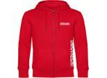 multifanshop Kapuzen Sweatshirt Jacke - Unterhaching - Brust & Seite - Druck weiß - Jacke