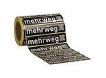 Mehrweg-Sticker, für reuse.me-System, Rolle à 250 Stk, LxB 180 x 40 mm kaiserkraft