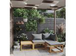 vidaXL 4-tlg. Garten-Lounge-Set mit Auflagen Massivholz Akazie