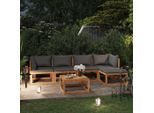 vidaXL 6-tlg. Garten-Lounge-Set mit Auflagen Massivholz Akazie