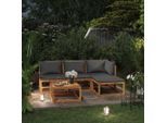 vidaXL 5-tlg. Garten-Lounge-Set mit Auflagen Massivholz Akazie