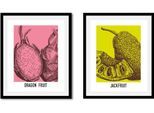 queence Bild »Set«, Obst-Obst Bilder-Schriftzüge-Schriftzug-Essen-Lebensmittel-Art-Kunst, (1 St.), HD Premium Poster-Druck inkl. Holzrahmen - 2er Set