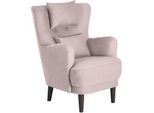 Carryhome Ohrensessel , Rosa , Textil , Buche , massiv , Füllung: Polyester , 81x106x90 cm , Wohnzimmer, Sessel, Ohrensessel
