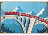 queence Metallbild »TRAIN«, Vintage-Schweiz-Zugbilder, Stahlschild, Blechschild, Schweiz