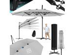 KESSER® Sonnenschirm Doppelsonnenschirm 4,6m x 2,7m Ampelschirm Abdeckung & Windsicherung mit Kurbel & Ständer Kurbelschirm Aluminium wasserabweisend Neigbar Kippbar 360° Drehbar