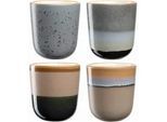 Leonardo Becher , Grau, Grün, Orange, Schwarz, Hellblau, Beige , Keramik , 330,00 ml , 8.50x9.50x8.50 cm , Geschirr, Tassen, Kaffeebecher