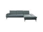 Dieter Knoll Ecksofa , Blaugrau , Leder , Echtleder , Rindleder , Ottomane rechts, L-Form , 308x195 cm , Goldenes M , erweiterbar, Typenauswahl, Fußauswahl, Lederauswahl, Stoffauswahl, seitenverkehrt erhältlich, Hocker erhältlich, Rückenfutter, individuell planbar , Wohnzimmer, Sofas & Couches, Wohnlandschaften, Ecksofas