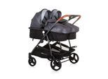 Chipolino Geschwisterkinderwagen Duo Smart klappbar umbaubar verstellbar Fußsack grau hellgrau