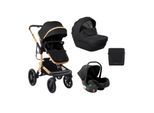 Kikkaboo Kombikinderwagen Irene 3 in 1 Babywanne Autositz Adapter Wickeltasche schwarz uni