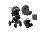 Kikkaboo Kombikinderwagen Irene 3 in 1 Babywanne Autositz Adapter Wickeltasche dunkelgrau
