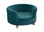 Hundesofa mit Weichem Bezug Rundes Hundebett Haustiersofa mit Holzbeinen