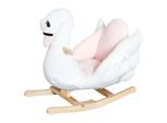 Kinder Schaukelpferd Baby Schaukeltier Schwan mit Musik Spielzeug Haltegriffe ab 18 Monate Plüsch Rosa+Weiß 60 x 32 x 55 cm