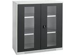 Schäfer Shop Genius Sichttürschrank FS, Stahl, mit Belüftungslöchern, B 1055 x T 420 x H 1105 mm, 3 OH, lichtgrau/anthrazitgrau, bis 450 kg