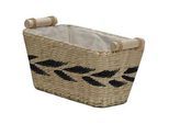 Landscape Regalkorb , Naturfarben, Schwarz , Textil , Binse, Paulownia , massiv , 4 l , rechteckig , 16x14-16x28 cm , Griffe, Innenfutter, handgemacht , Ordnen & Aufbewahren, Deko-& Aufbewahrungsboxen, Regalboxen & Stehsammler