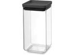 Brabantia Vorratsdose , Dunkelgrau , Kunststoff , 1,6 l , 11x20x11 cm , lebensmittelecht, luftdichter Verschluss, stapelbar , Küchenzubehör, Vorratsbehälter, Vorratsdosen