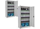 tectake® Aktenschrank, aus pulverbeschichtetem Stahl, 4 höhenverstellbare Einlegeböden, 180 x 90 x 40 cm