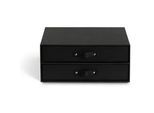 Schubladenbox , Schwarz , Karton, Papier, Leder , Rindleder , 2 Schubladen , 33.5x14.5x25.5 cm , Büromöbel, Bürobedarf