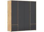 Rauch Möbel Drehtürenschrank , Grau, Eiche Artisan , Holzwerkstoff , 5 Fächer , 4 Schubladen , 187x194x53 cm , Blauer Engel, Goldenes M, Made in Germany , Schlafzimmer, Komplette Schlafzimmer und Serien, Schlafzimmerserien