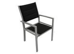 DEGAMO Sessel MADEIRA, Aluminium silbergrau + Textilgewebe gepolstert schwarz, 2 Stück