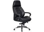 Mid.you Chefsessel , Schwarz , Leder , Echtleder, Kombination Echtleder/Lederlook , Rindleder , Sternfuß , 67x140x67 cm , Wippfunktion, Wippmechanik mit Härtegradeinstellung, Rückenlehne in S-Form, Sitzfläche 360° drehbar, abwischbar , Büromöbel, Bürostühle, Chefsessel