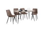 P & B Tischgruppe, Schwarz, Eiche, Dunkelbraun, Metall, Textil, rund, Esszimmer, Tische, Esstische