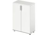Schäfer Shop Genius Flügeltürenschrank TETRIS WOOD, 3 OH, Höhe inkl. Gleiter, B 800 mm, weiss