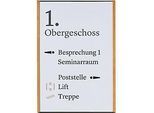 moedel Wandschild LMH, DIN A3, Hochformat, Holz- und Aluminiumrahmen, Klebe- oder Schraubmontage, B 308,5 x H 422,5 mm, schwarz/Eiche