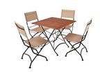 Gardenson Gartenset , Schwarz, Beige, Eukalyptusholzfarben , Holz, Metall, Kunststoff , 5-teilig , Eukalyptusholz , Hartholz , 45x89x58 cm , UV-beständig, wetterbeständig, Stuhl klappbar, platzsparend verstaubar , Gartenmöbel, Gartengarnituren