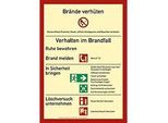 moedel Brandschutzschild „Brandschutzordnung (ohne Handfeuermelder)“, nach DIN 14096-Teil A, Kunststoff, langnachleuchtend, B 210 x H 297 mm