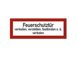 moedel Hinweisschild „Feuerschutztür verkeilen, verstellen, festbinden o. ä. verboten“, DIN 4066, selbstklebend, L 105 x B 297 mm, Folie, rot-schwarz-weiss