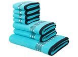 my home Handtuch Set »Jonnie«, Set, 7 tlg., Walkfrottee, Handtücher aus 100% Baumwolle, Handtuchset mit gemusterter Bordüre