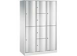 C+P Kombi-Schliessfachschrank Resisto, 3 Abteile, 8 Fächer, B 1148 x T 540 x H 1950 mm, Lichtgrau