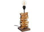 Eglo LEUCHTENFUß , Braun, Schwarz , Holz, Metall , Eiche , 15x40x15 cm , mit Schalter , Lampen & Leuchten, Leuchtenserien
