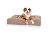 Knuffelwuff orthopädisches Hundebett aus Velours mit Handwebcharakter Sofia beige M-L