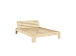 Stauraumbett KARUP DESIGN "Layers Bed Headboard, Bettgestell mit Stauraumkopfteil, mehrere Größen", beige (natur), B:168cm H:82cm L:240cm, Betten, Stauraumbett, inkl. Lattenrost, excl. Matratze, FSC-zertifiziertes Massivholz