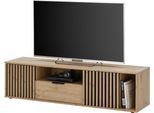 TV-Schrank STOLKOM "Chiara", artisan eiche dekor, schwarz, B:150cm H:40cm T:40cm, Spanplatte, Schränke, 2 Türen und 2 offene Fächer und 1 Schubkasten
