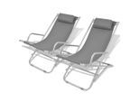 vidaXL Liegestühle 2 Stk. Stahl Grau