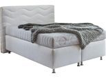 Boxspringbett "Sigma", weiß, B:155cm L:210cm, Bezug Bett: Microvelours (100% Polyester) oder Feinstruktur (100% Polyester);Bezug Bonnell-Federkernmatratze: 100% Polyester;Bezug Kaltschaummatratze: 100% Polyester;Bezug Tonnentaschenfederkernmatratze: 80% Baumwolle, 20%Polyester, WESTFALIA SCHLAFKOMFORT, Komplettbetten, Boxspringbett