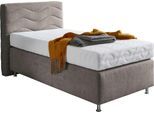 Boxspringbett "Sigma", beige (schwarz, beige), B:135cm L:210cm, Bezug Bett: Microvelours (100% Polyester) oder Feinstruktur (100% Polyester);Bezug Bonnell-Federkernmatratze: 100% Polyester;Bezug Kaltschaummatratze: 100% Polyester;Bezug Tonnentaschenfederkernmatratze: 80% Baumwolle, 20%Polyester, WESTFALIA SCHLAFKOMFORT, Komplettbetten, Boxspringbett