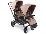 ABC Design Geschwisterwagen , Beige , Textil , 60x118x121 cm , EN 1888 , Feststellbremse, Federung, 5-Punkte-Gurt, für Babyschale geeignet, Griff in Lederoptik, Transportsicherung, Sitz umsetzbar, abnehmbarer Schutzbügel, Teleskopgriff, auch mit EVA-Rädern erhältlich , Baby on Tour, Kinderwagen, Geschwisterwagen & Zwillingskinderwagen