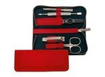 Maniküre-Etui PFEILRING, rot, Nageletuis, B/H/T: 80mm x 180mm x 35mm 5 tlg., Reißverschlussetui Nappaleder, B:80mm H:180mm T:35mm