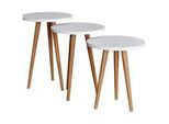 Mid.you Beistelltischset , Weiß, Honigeiche , Holzwerkstoff , 3-teilig , rund , konisch , Wohnzimmer, Wohnzimmertische, Beistelltische