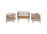 Ambia Garden Gartenset , Creme, Akaziefarben , Holz, Textil , 4-teilig , Akazie , Schichtholz , Füllung: Polyester,Polyester , UV-beständig , Gartenmöbel, Gartengarnituren